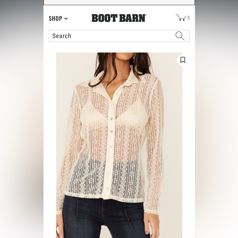 WILD MOSS WOMEN'S LACE BUTTON FRONT SHEER LONG SLEEVE SHIRT - color ivory